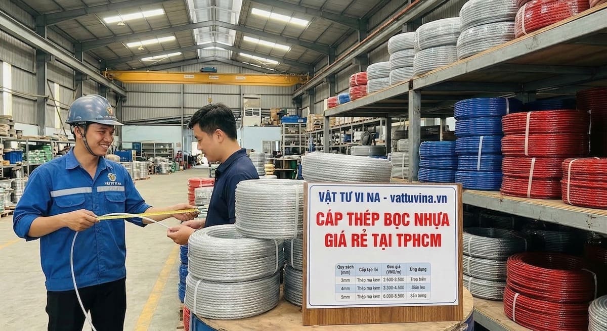 cáp thép bọc nhựa giá rẻ tại tphcm kho Vật Tư Vina