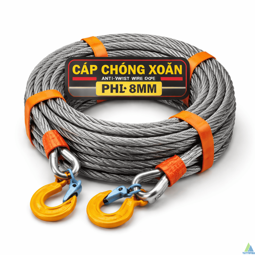 Cáp Chống Xoắn Phi 8 (8mm): Thông Số, Báo Giá & Ứng Dụng Cẩu Trục